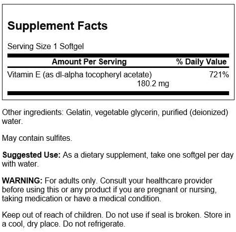 Swanson Antioxidant Vitamin E Supplement, 400 IU Softgels, Pack of 60