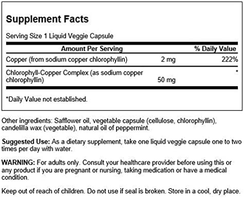 Swanson Chlorophyll - Green Foods Formula Supporting The Body's Natural Cleansing & Deodorizing Process - Promotes Gut Health Support - (90 Liquid Veggie Capsules, 50mg Each)