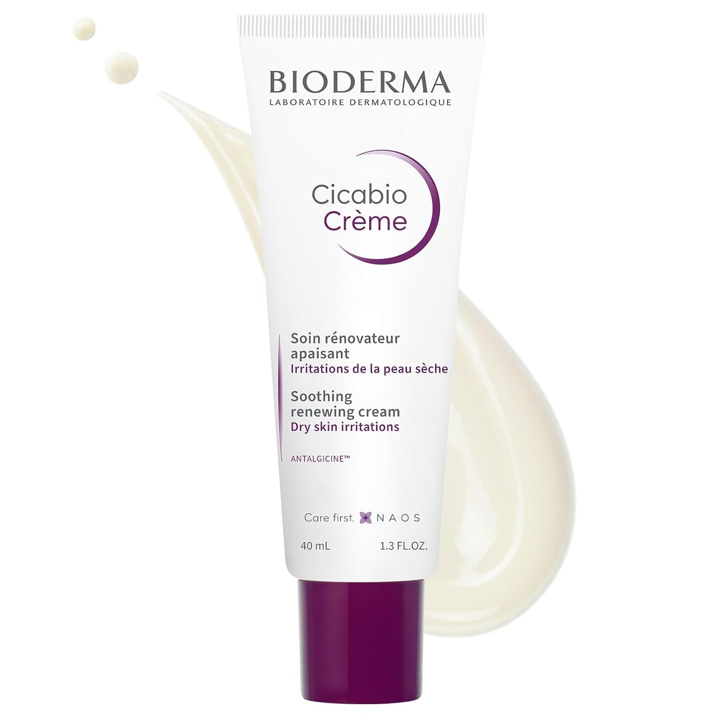 Bioderma Cicabio Face Body Cream, Soothing and Renewing Cream, Hydrates, Restores and Soothes the Skin, for Dry Skin Irritations, 1.35 Fl Oz (Pack of 1)