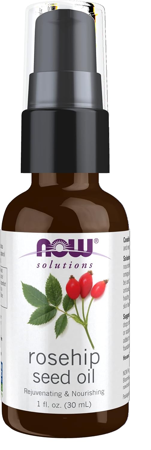 NOW Solutions, Rose Hip Seed Oil, 100% Pure, Nourishing and Renewing, For Facial Care, Vegan, Child Resistant Cap, 1-Ounce