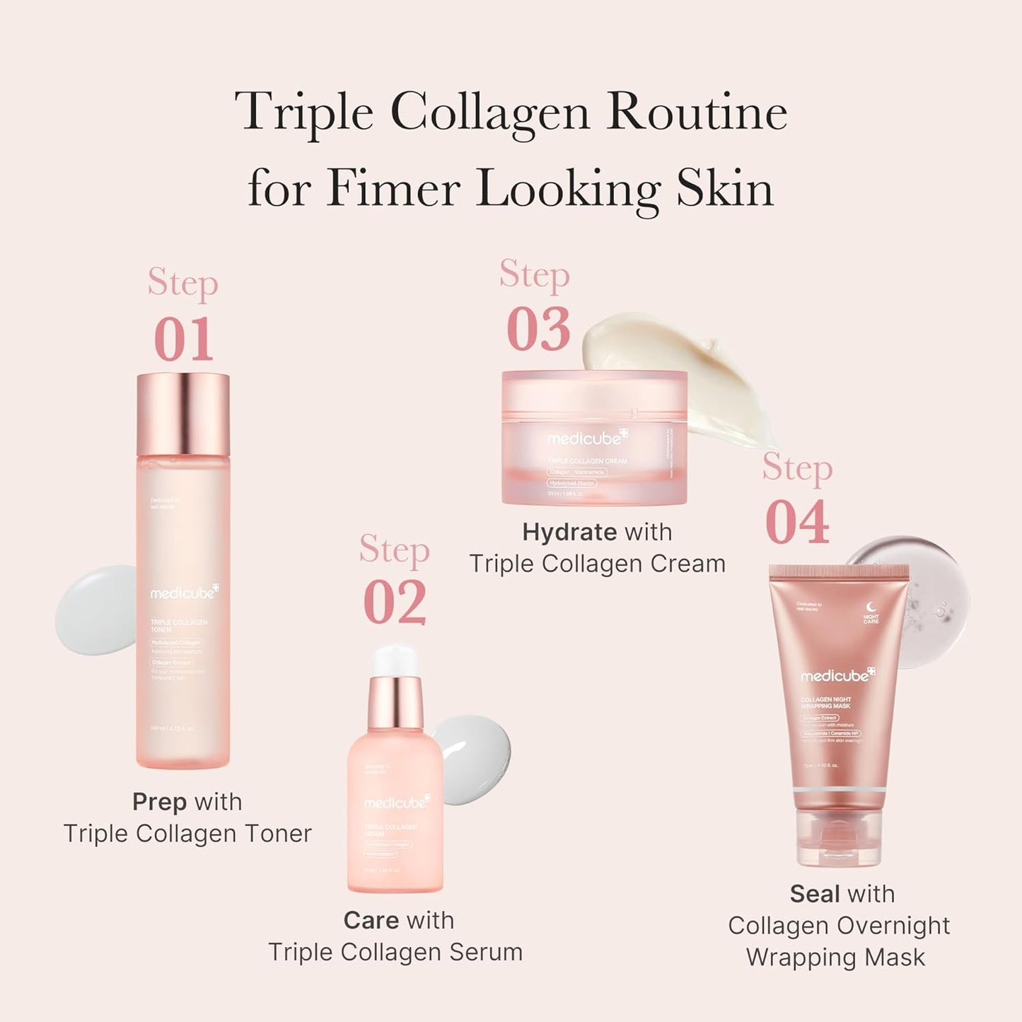 Medicube Triple Collagen Serum 1.85 fl.oz - Nourish dull skin with Triple Collagen Complex - A lightweight serum with Niacinamide and Hyaluronic Acid