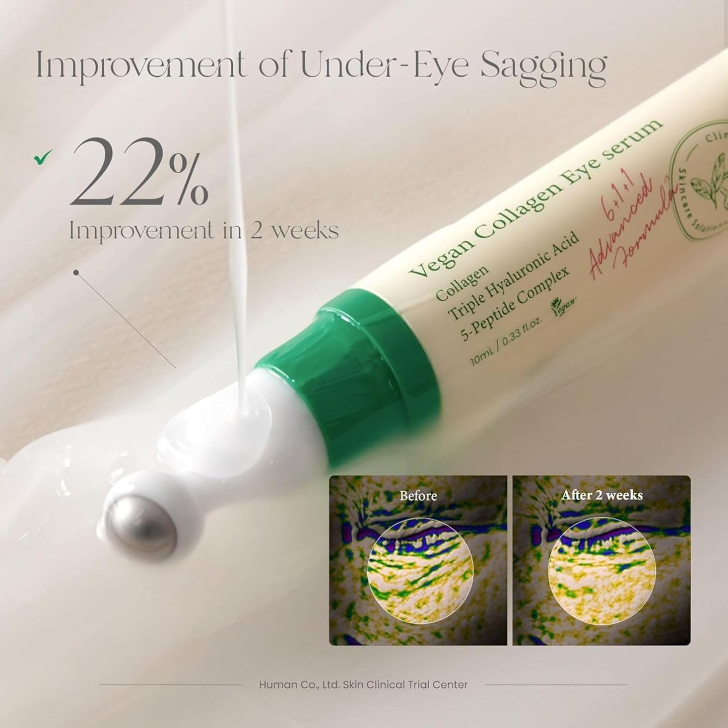 AXIS-Y Vegan Collagen Eye Serum - K Beauty Triple Hyaluronic Acid & Peptide Collagen Serum Improve Skin Elasticity, Reduce Fine Lines & Dark Circles - Vegan Korean Skin Care Eye Cream - 0.33 fl. oz
