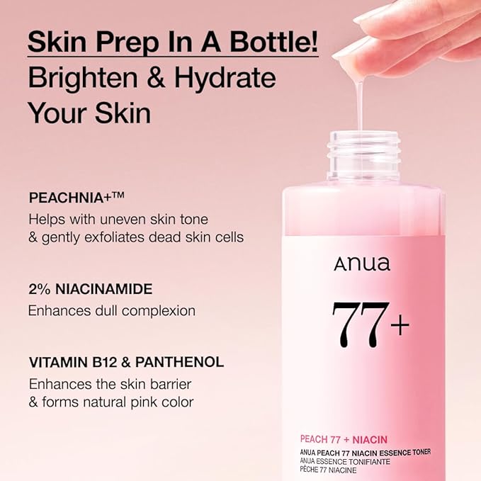 Anua Peach 77 Niacin Essence Toner 250ml / Brightening Toner for Face, Niacinamide, Panthenol,
