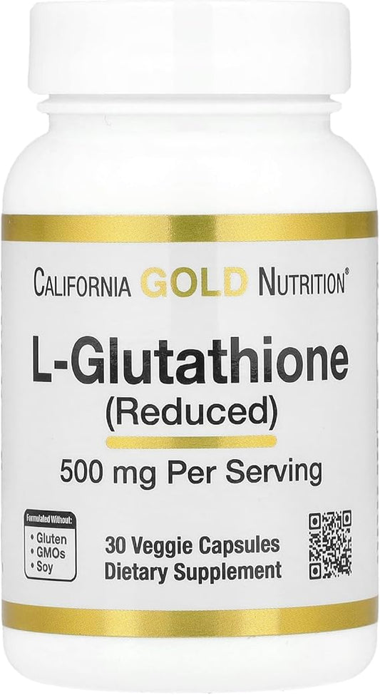 California Gold Nutrition L-Glutathione (Reduced), 500 mg, 30 Veggie Capsules
