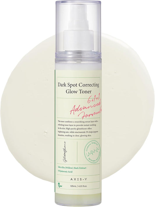 AXIS-Y Dark Spot Correcting Glow Toner - Brightening & Hydrating with 5% Niacinamide, Glutathione & Hyaluronic Acid - Vegan Korean Skin Care Exfoliator Face Toner for All Skin Types - 4.22 fl. oz.