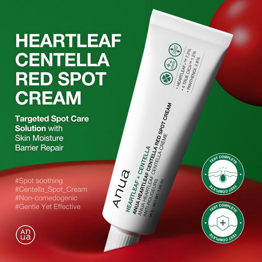Anua Heartleaf Centella Red Spot Cream, Hydration Face Moisturizer for Skin Relief, Niacinamide, Centella, Panthenol, Spot Treatment for sensitive skin, Non-comedogenic, Korean Skincare 15g