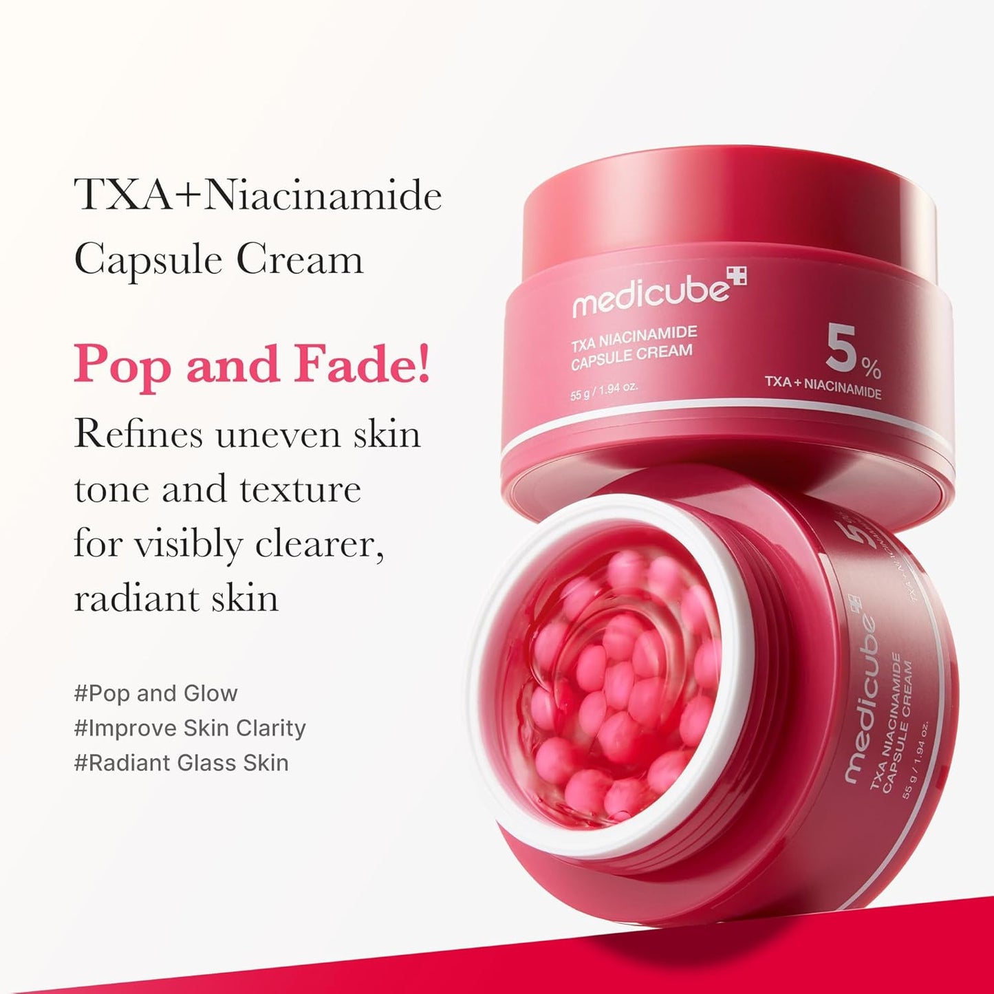 Medicube TXA+Niacinamide Capsule Cream – Dual Radiance Moisturizer for Uneven Skin Tone, Texture & Hydration (1.94 oz)