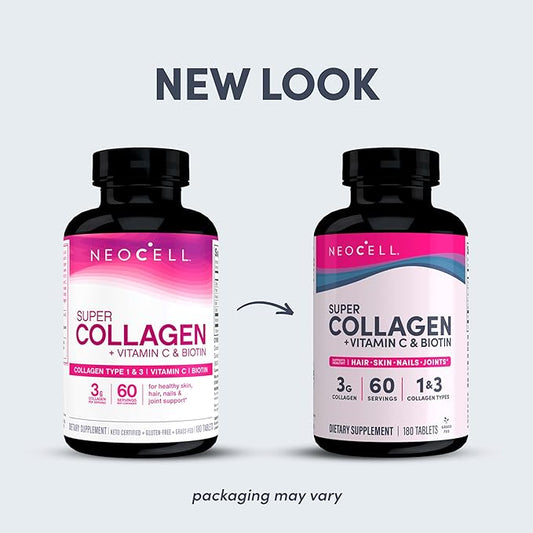 NEOCELL Super Collagen +Vitamin C & Biotin (For Healthy Skin, Hair, Nails & Joint Support) 180 Tablets