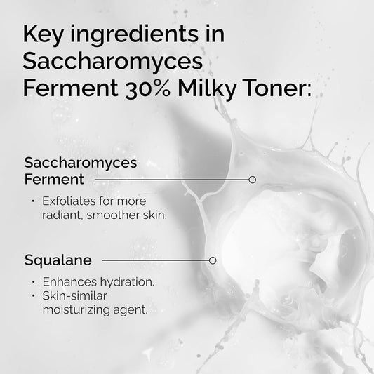 The Ordinary Saccharomyces Ferment 30% Milky Toner, Exfoliating and Hydrating Toner for Smoother, Brighter Skin, 3.4 Fl Oz
