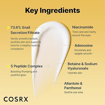 COSRX Snail Mucin Peptide Under Eye Cream – Anti-Aging, Brightening & Hydrating Eye Care (0.84 fl. oz.)