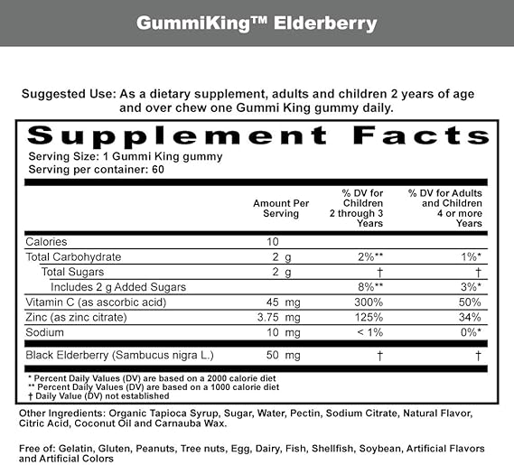 Elderberry Gummi (Dietary Supplements), Natural Rasberry, 60 Count,Redish