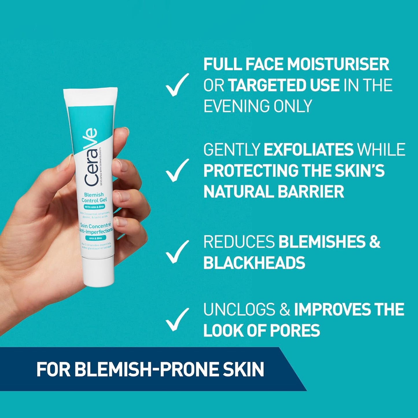 CeraVe Blemish Control Gel – 40ml | With 2% Salicylic Acid & Niacinamide