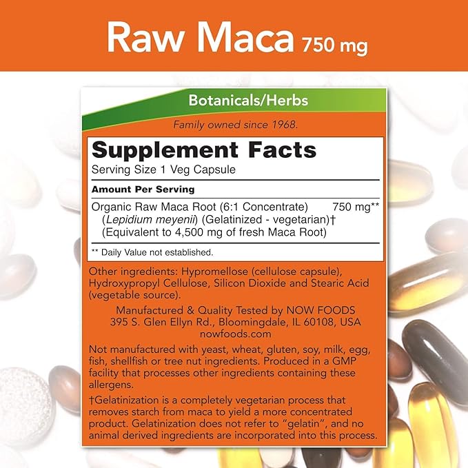 now Raw Maca750mg Reproductive Health 90 Veg Capsules