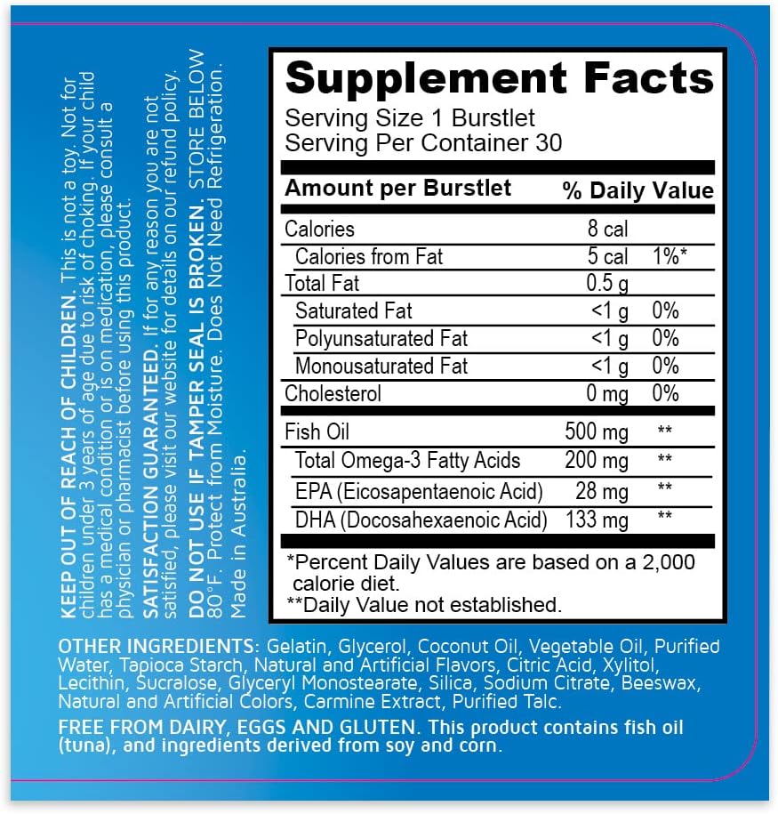 Real Health Bioglan Kids Smart Omega 3 Fish Oil, 30 Chewable Burstlets