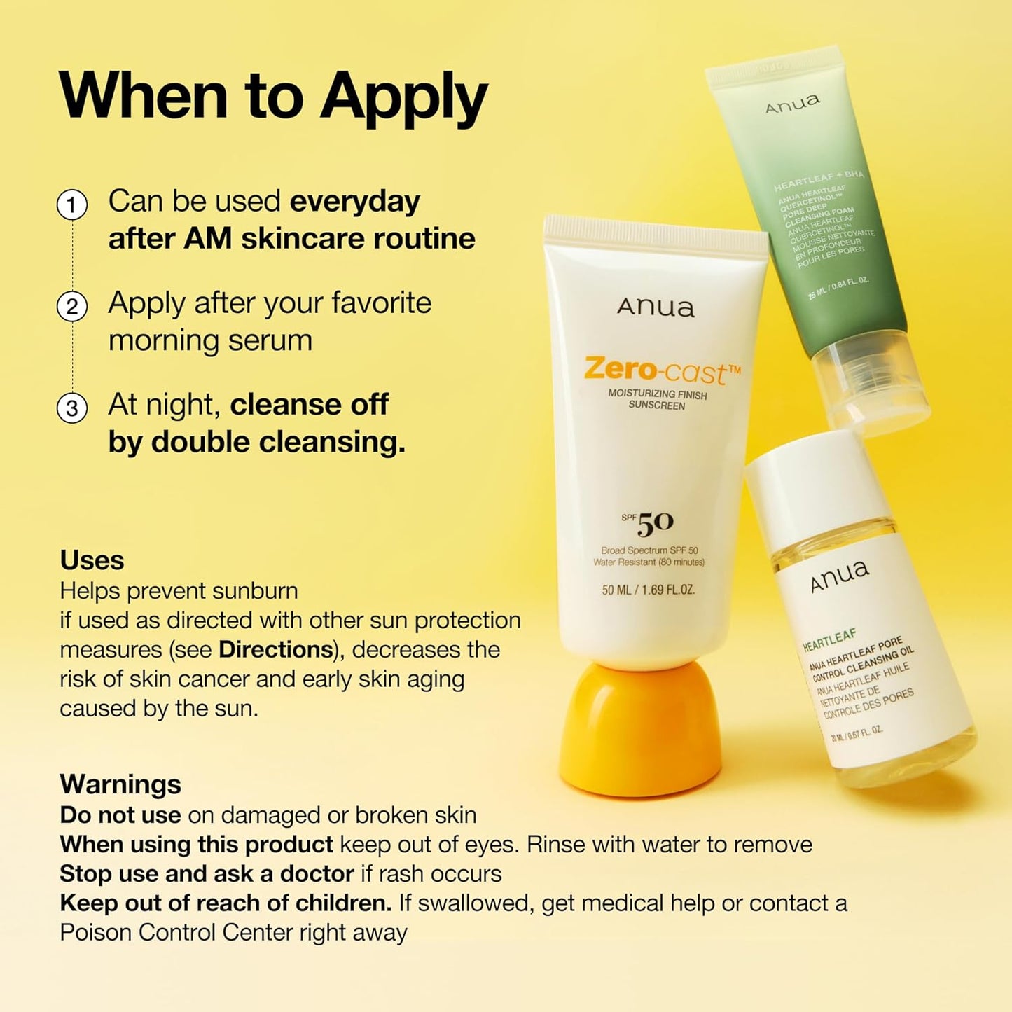 Anua Zero-Cast Moisturizing Finish Sunscreen,SPF 50,