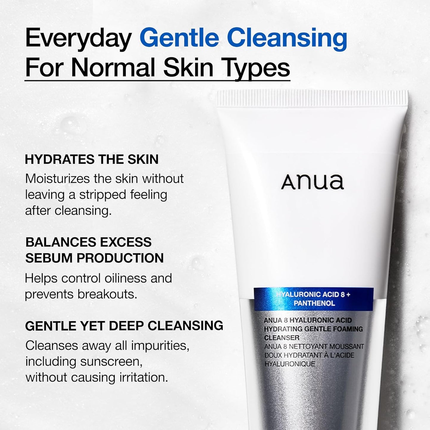 ANUA Hydrating Gentle Foaming Cleanser, Hyaluronic Acid,