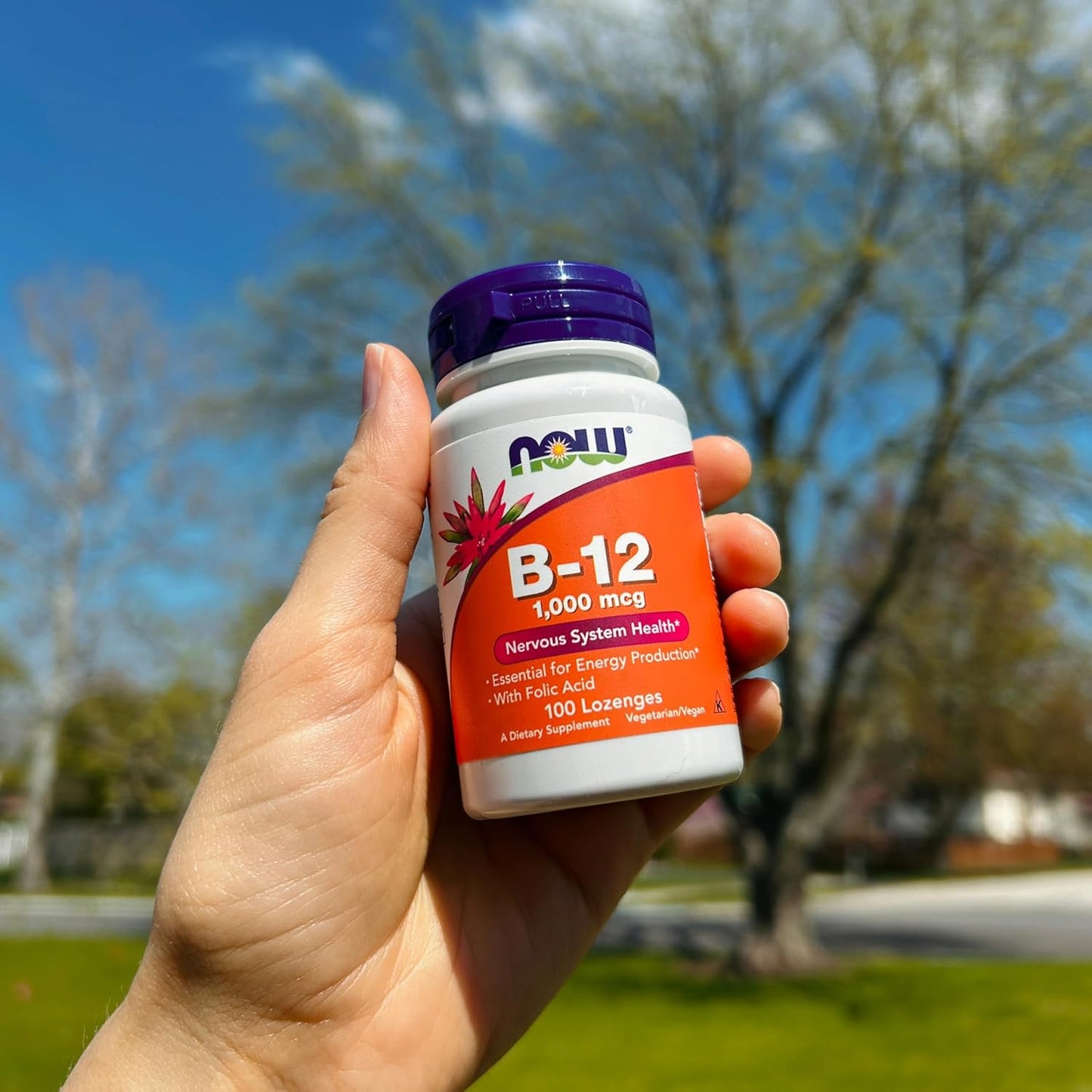 NOW Supplements, Vitamin B-12 1,000 mcg with Folic Acid, Nervous System Health*, 120 Chewable Lozenges
