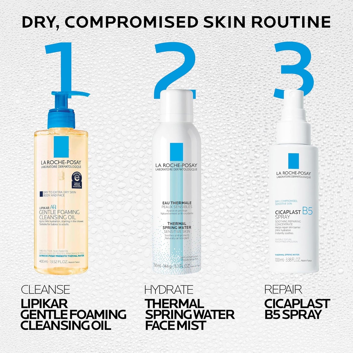 La Roche-Posay Cicaplast B5 Spray With Vitamin B5 Panthenol & Madecassoside, Hydrating Face Mist For Skin Barrier Repair, Soothing Touch-Free Face & Body Spray, Sensitive Skin & Dermatologist Tested