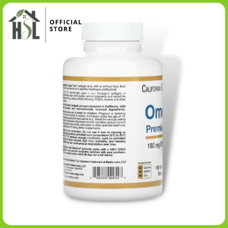 California Gold Nutrition Omega-3 Premium Fish Oil, Concentrated Formula with EPA & DHA, 100 Fish Gelatin Softgels - 2 Pack