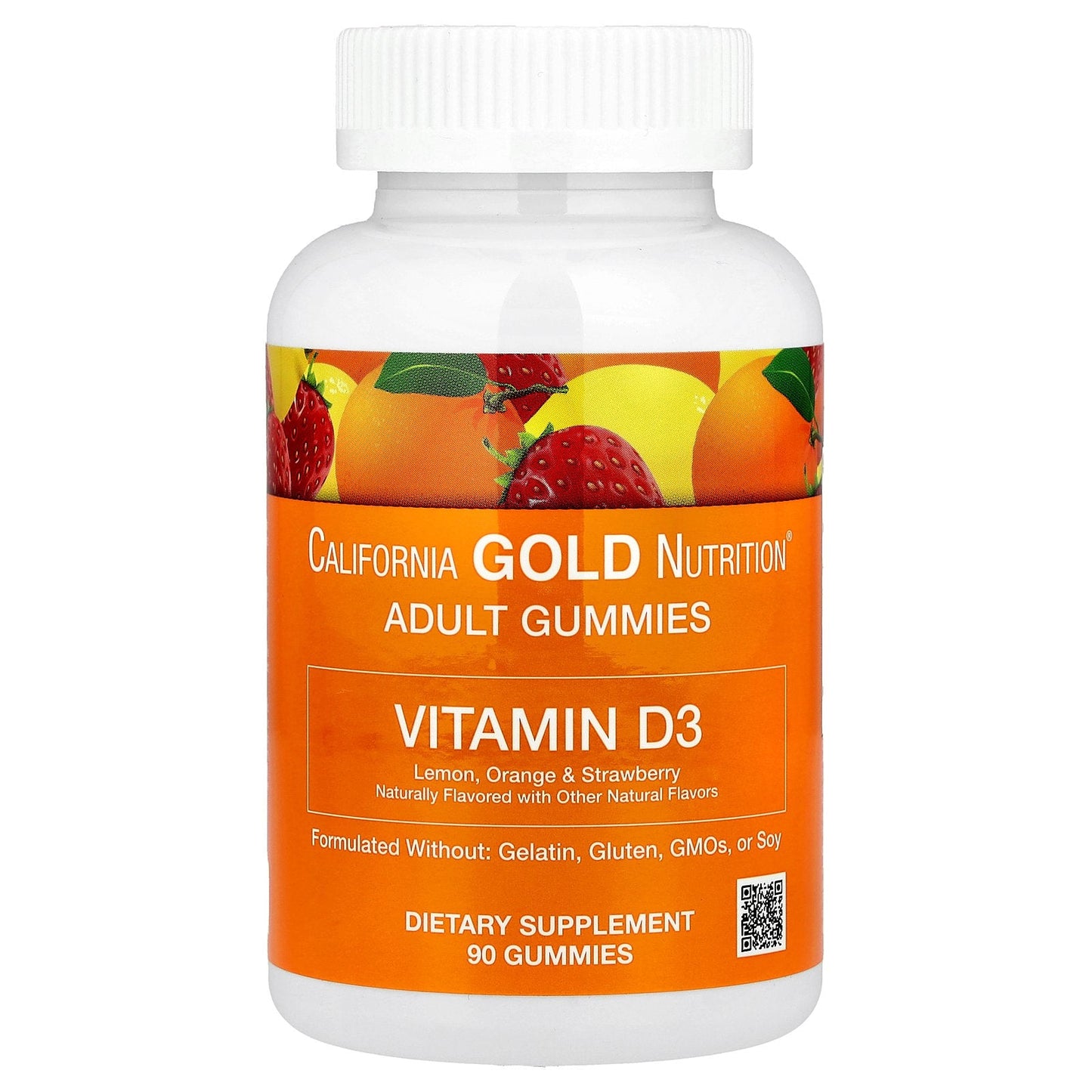 California GOLD Nutrition Adult Gummies Vitamin D3 (Lemon, Orange & Strawberry) 90 Vegetarian Gummies