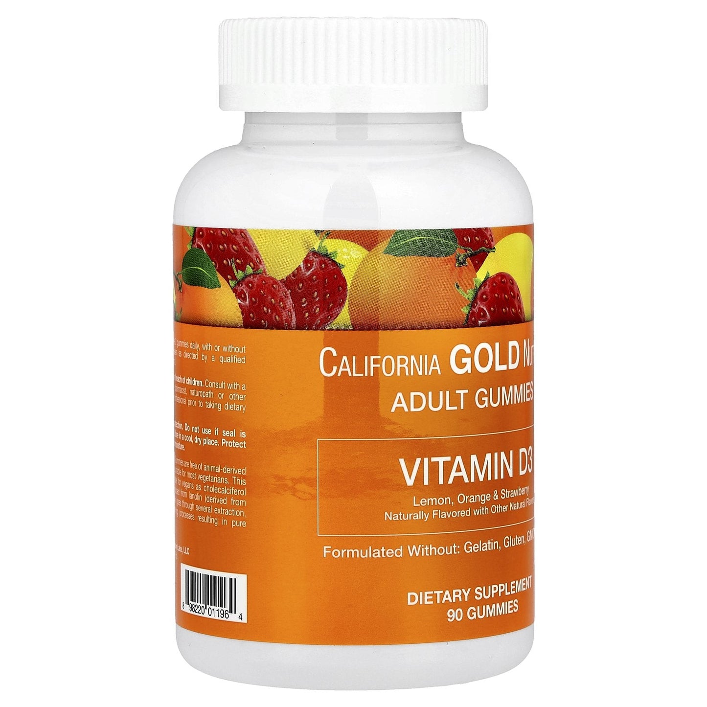 California GOLD Nutrition Adult Gummies Vitamin D3 (Lemon, Orange & Strawberry) 90 Vegetarian Gummies