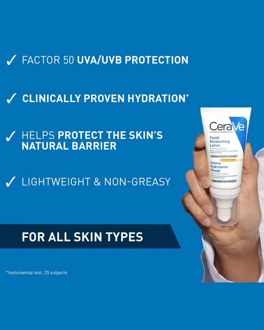 CeraVe Facial Moisturising Lotion with SPF 50 – 52 ml | For Normal to Dry Skin