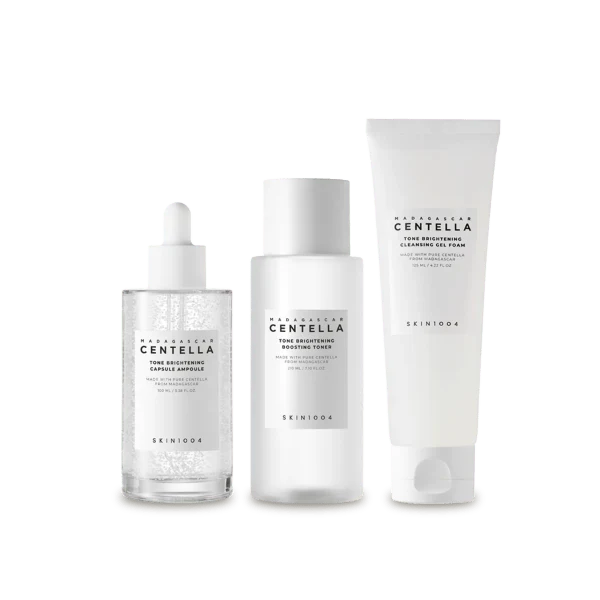 SKIN1004 Tone Brightening Set – Capsule Ampoule, Boosting Toner & Cleansing Gel Foam