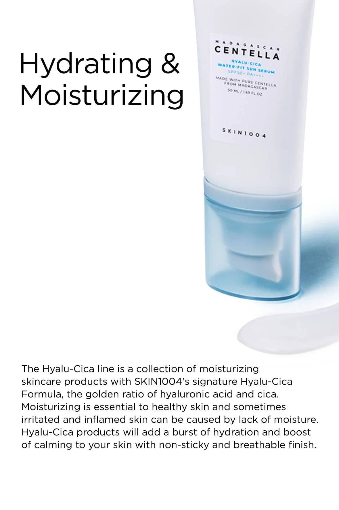 SKIN 1004 CENTELLA Hyalu CICA Water-fit Sun Serum 50 ML – Lightweight, Hydrating Serum with Protection, Soothing for Sensitive Skin, Moisturizing & Non-Greasy andGeoMetal™ Gauze Pad