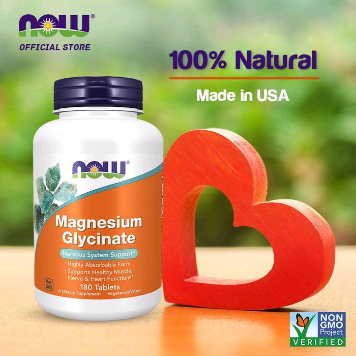 NOW Foods Supplements, Magnesium Glycinate 100 mg, Highly Absorbable Form, 60 Tablets