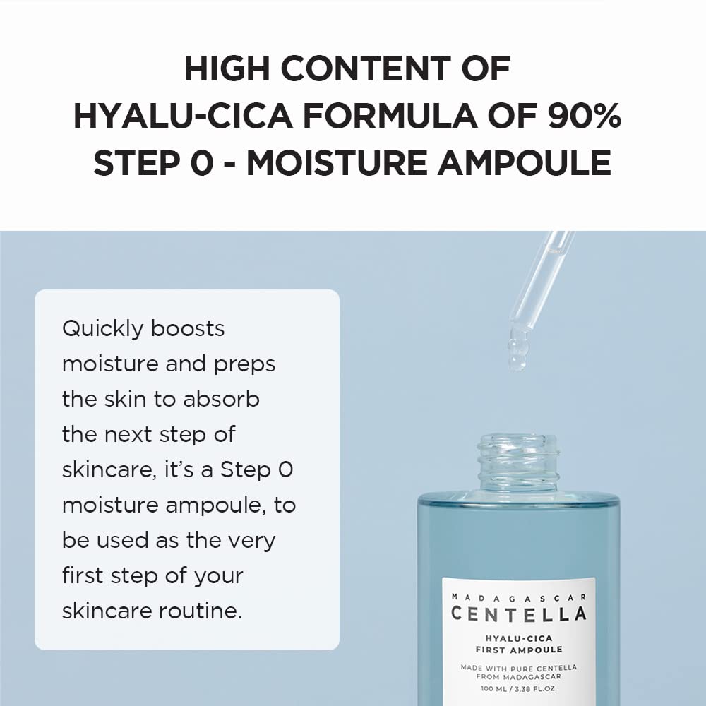 SKIN1004 Hyalu-CICA First Ampoule – 3.38 fl.oz (100ml) | Deep Soothing Hydration for Dry & Sensitive Skin