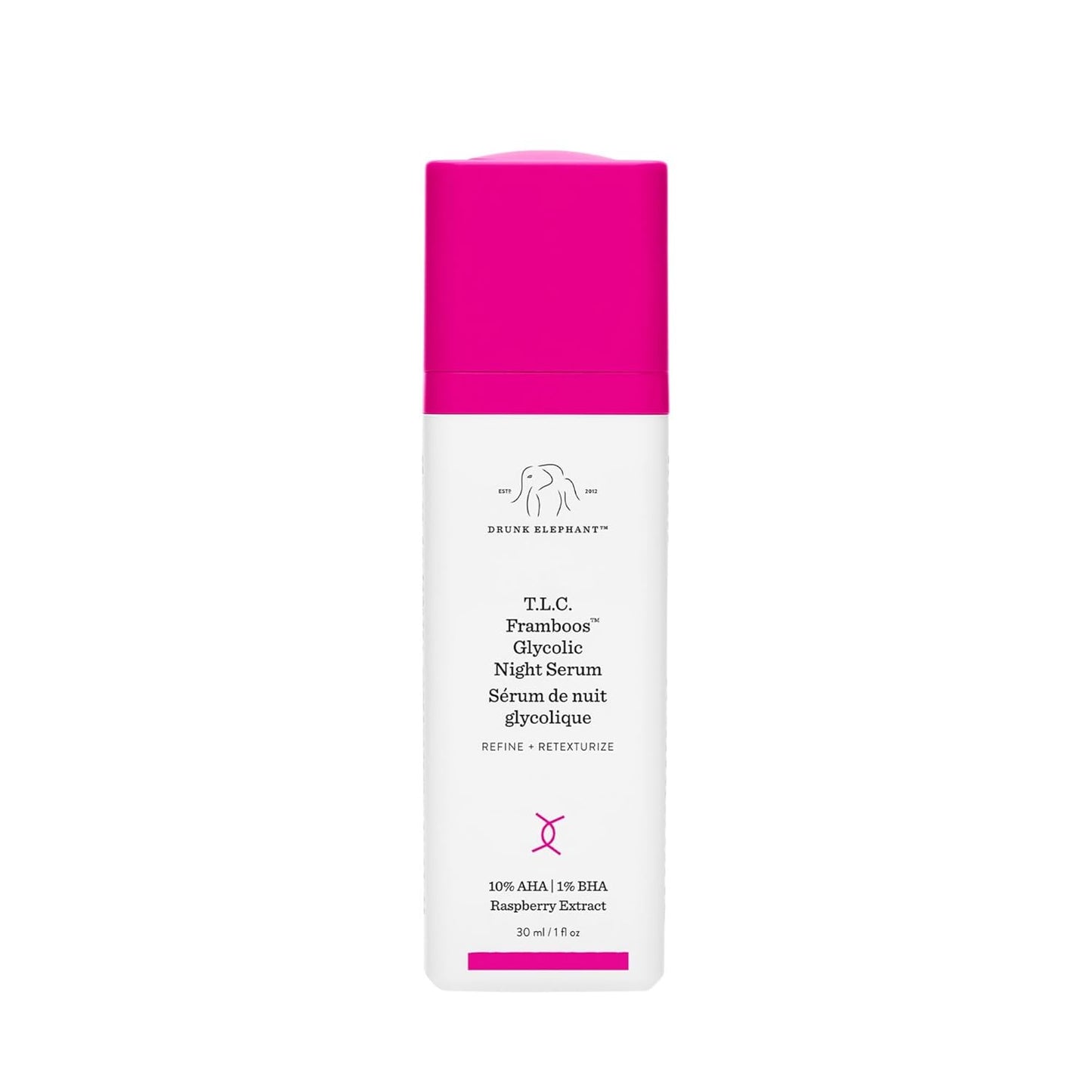 Drunk Elephant T.L.C. Framboos Glycolic Serum - Exfoliating AHA Serum - Clean Clinical Skincare - Cruelty-Free - Dermatologist-Tested - Free of Essential Oils, Silicones, and Fragrance