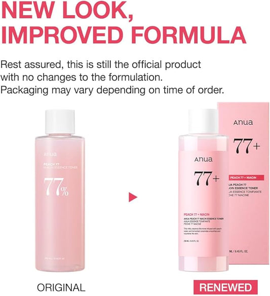Anua Peach 77 Niacin Essence Toner 250ml / Brightening Toner for Face, Niacinamide, Panthenol,