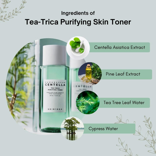 SKIN1004 Tea-Trica Purifying Toner – 7.10 fl.oz (210ml) | Soothing Hydration & Acne Care Toner for Sensitive Skin