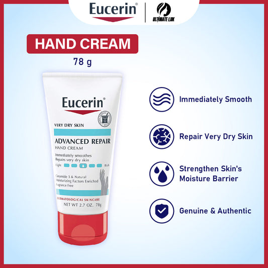 Eucerin (Very Dry Skin) Advanced Repair Hand Cream Immediately Smoothes Repairs Very Dry Skin 78g