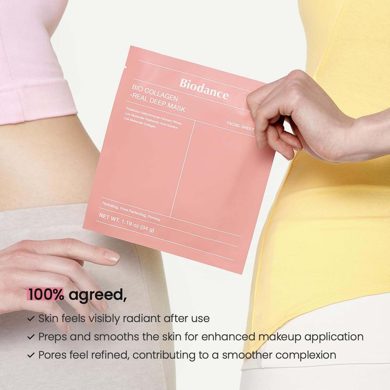 BIODANCE Bio-Collagen Real Deep Mask, Hydrating Overnight Hydrogel Mask, Pore Minimizing, Elasticity Improvement, 34g x4ea Audible Logo