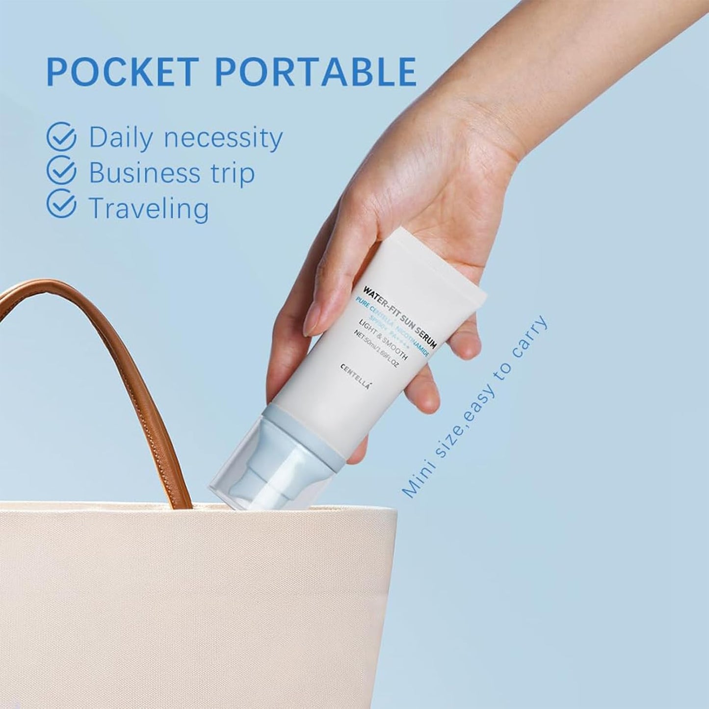 Centella Sunscreen SPF 50, Airy-Light Hyalu Cica Water-Fit Sun Serum, Face Sun Screen Long-Lasting Protection, Centella Madagascar Sunscreen, NO White Cast - Dry Oily Skincare