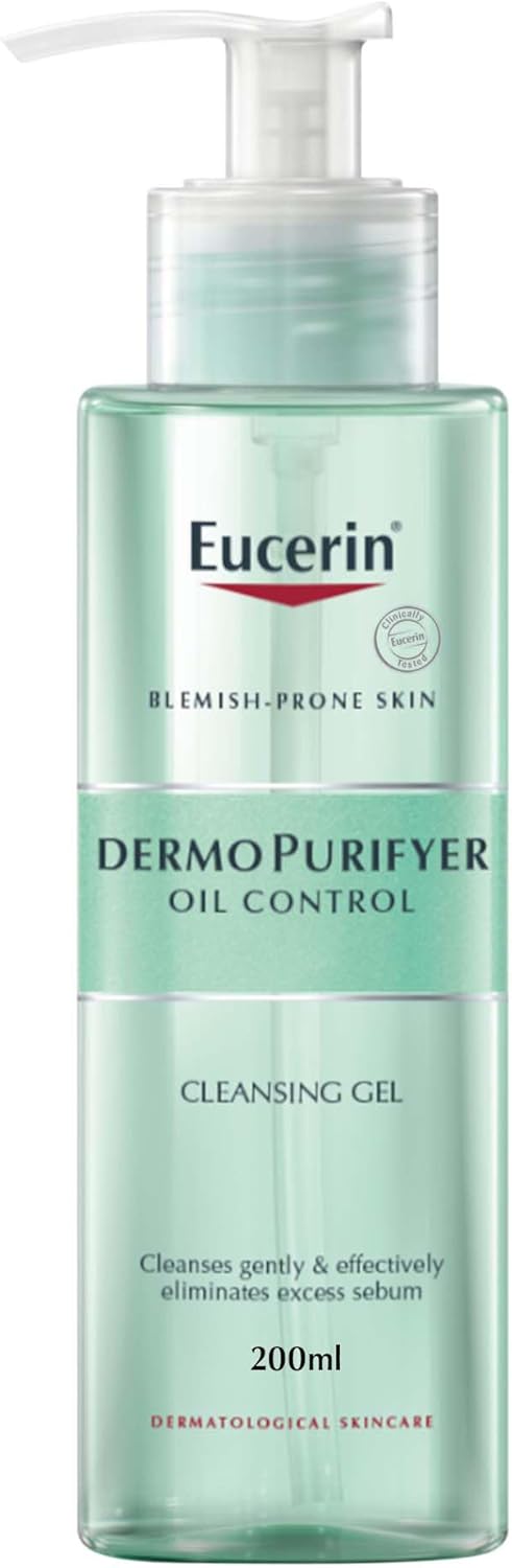 Eucerin DermoPurifyer Oil Control Face Cleansing Gel for Blemish & Acne-Prone Skin, Removes Excess Sebum, Dirt and Makeup, Fragrance-Free, Soap-Free, Suitable for Blemish and Acne-Prone Skin, 200ml