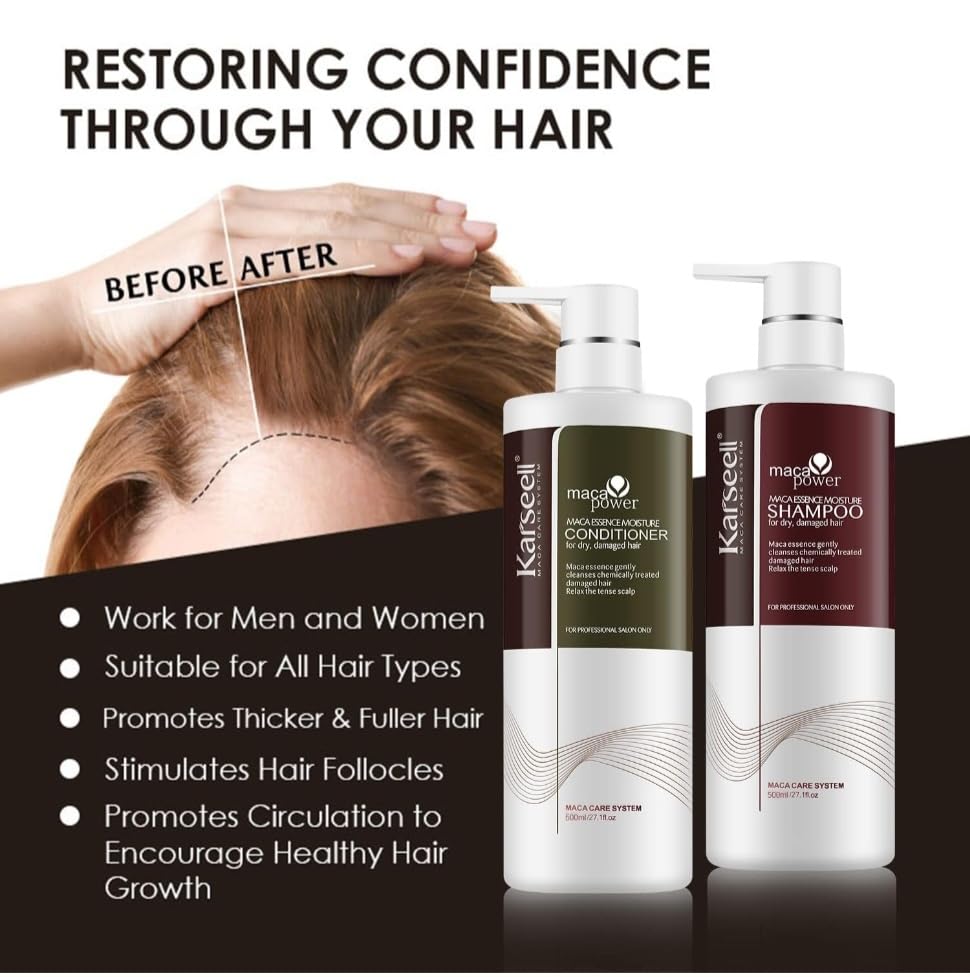 Karseell Hair Repair Set with Shampoo, Conditioner, and Maca Collagen Mask Plus Argan Oil for Dry Damaged Hair, Multipack
