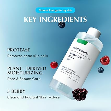 Swimming Pool Korean Exfoliating Toner – Natural Enzyme Protease & Hyaluronic Acid for Daily Hydration, Sensitive Skin