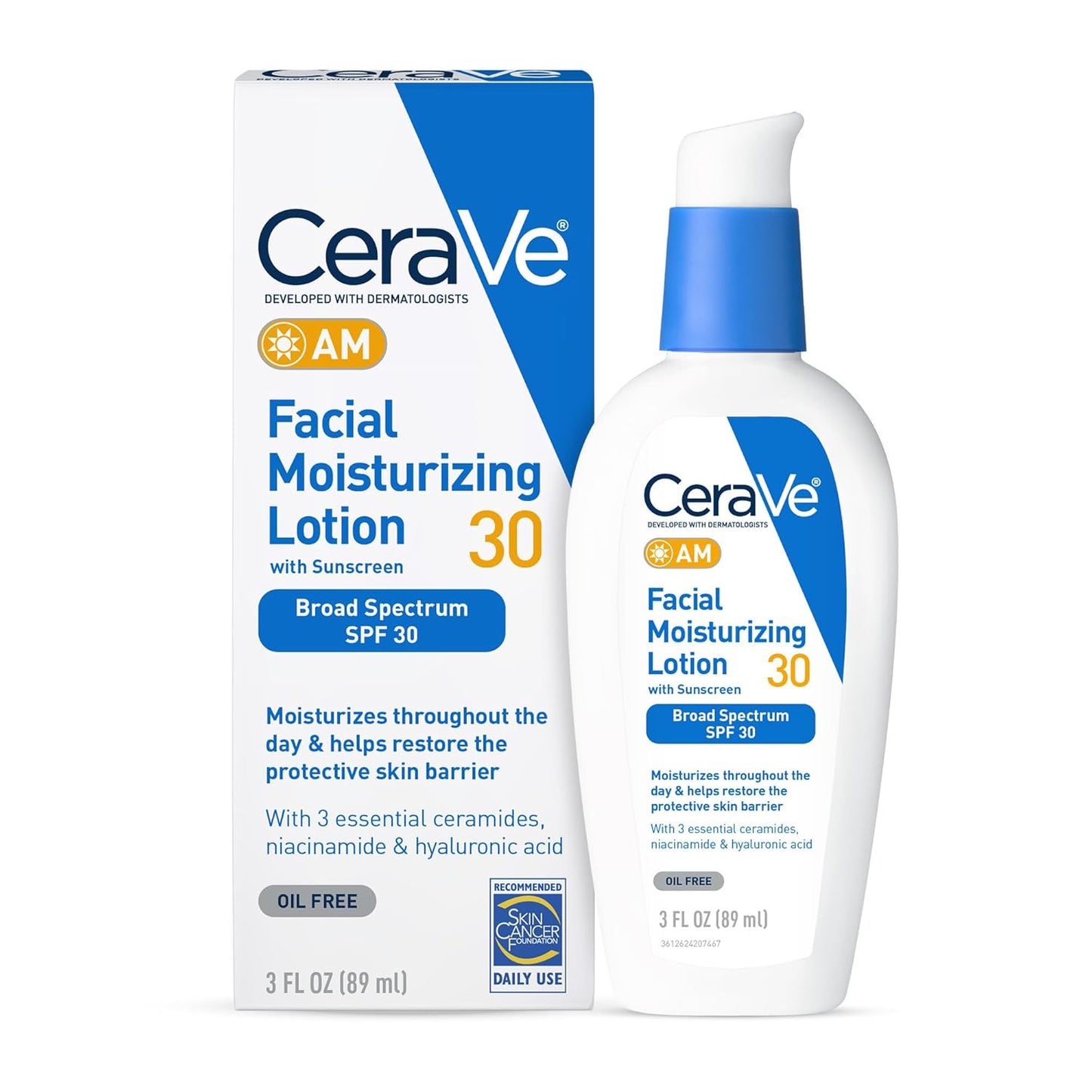 CeraVe Facial Moisturizing Lotion AM – 89 ml | SPF 30 | For Normal to Dry Skin