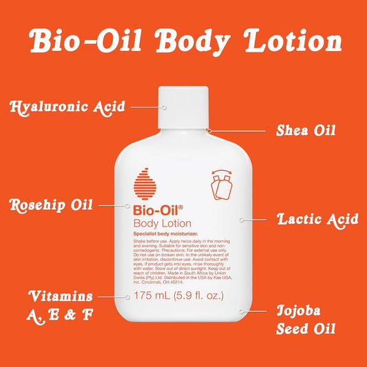 Bio-Oil Moisturizing Body Lotion for Dry Skin, Ultra-Lightweight High-Oil Hydration, with Jojoba, Rosehip, Shea, and Hyaluronic Acid, 5.9 Oz