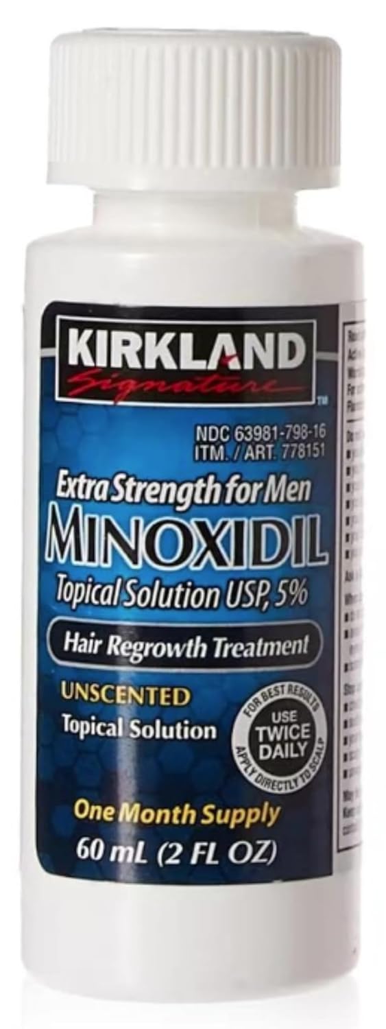 Kirkland Signature,6 Months-Minoxidil 5% Topical Solution Extra Strength Hair Regrowth Treatment for Men【 Dropper Applicator and Pump Mist Sprayer Included】Hair Loss Regrowth -Total 12 Oz