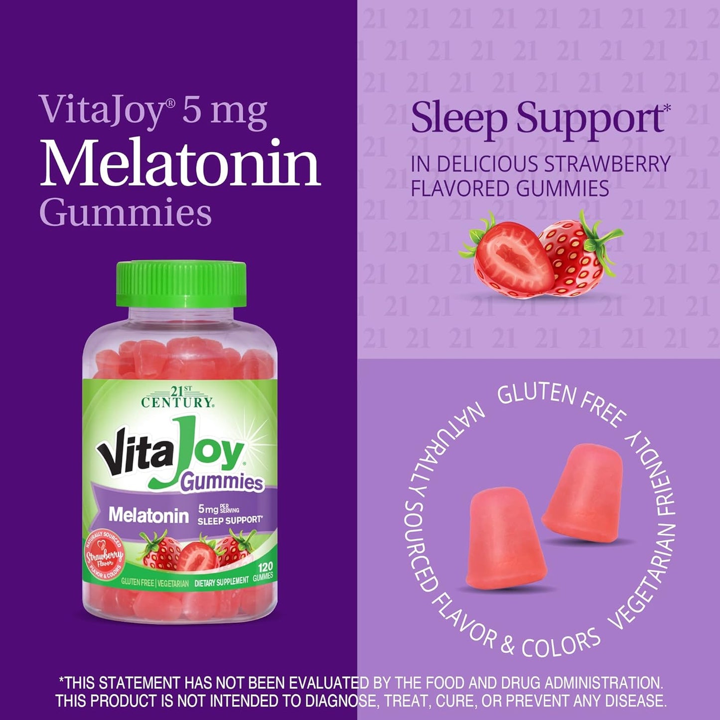 21st Century Vitajoy vitamin fruit flavors, Cherry and Strawberry, 120 Count