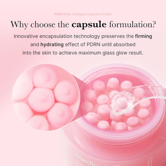 Medicube Salmon DNA PDRN Pink Collagen Capsule Cream – Lightweight Face Moisturizer with Niacinamide for Hydration, Glow & Uneven Skin Tone (1.94 oz)