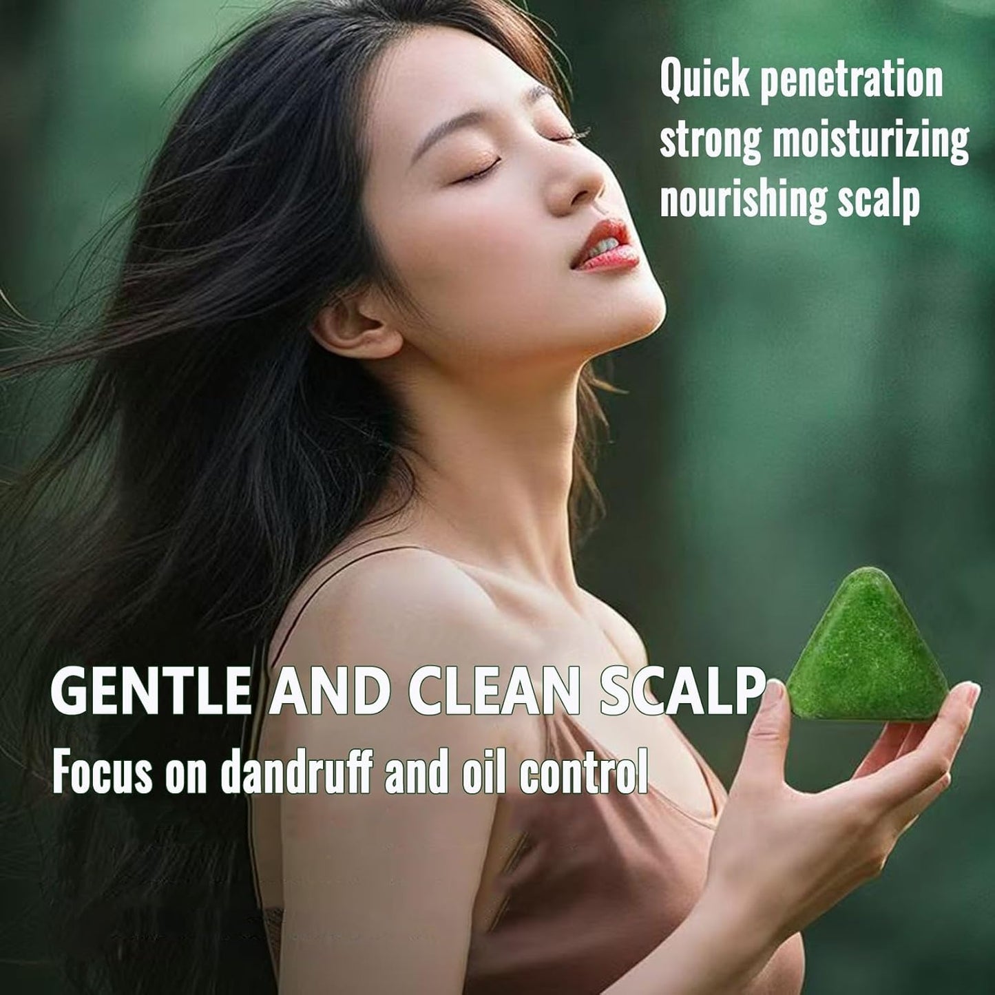 Nature Triangle Shampoo Bar, Nature Seven Green Soap Shampoo, Herbal Hair Care, Gentle Cleansing, Strengthens Hair for Women and Mens With a Foaming