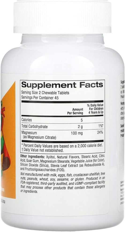 California Gold Nutrition Chewable Magnesium for Children, Cherry, 90 Vegetarian Tablets