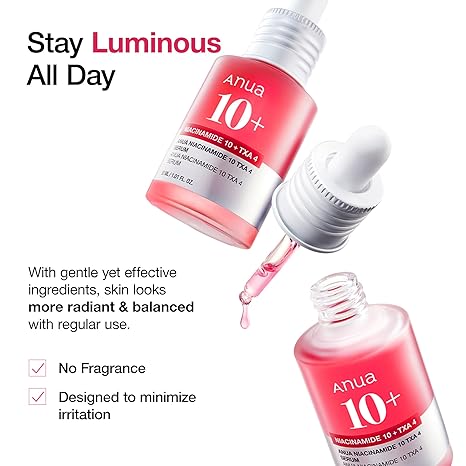 ANUA Niacinamide 10 + TXA 4 Serum, Hyaluronic Acid, Tranexamic acid, Vitamin B12