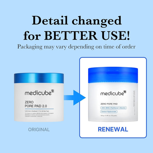 Medicube Zero Pore Pads 2.0, Dual-Textured Facial Toner Pads for Exfoliation and Pore Care with 4.5% AHA Lactic Acid & 0.45% BHA Salicylic Acid, Ideal for All Skin Types, Korean Skin Care (70 units)