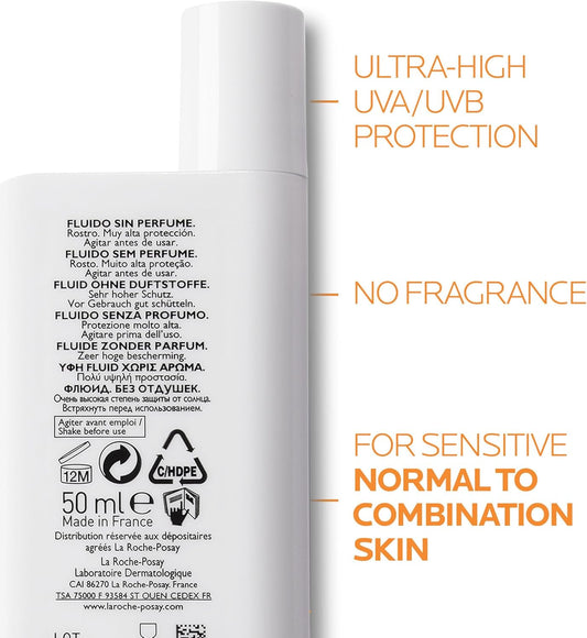 La Roche-Posay Anthelios UVMUNE 400 Invisible SPF 50+ Sunscreen – Ultra-Light Fluid (50ml)