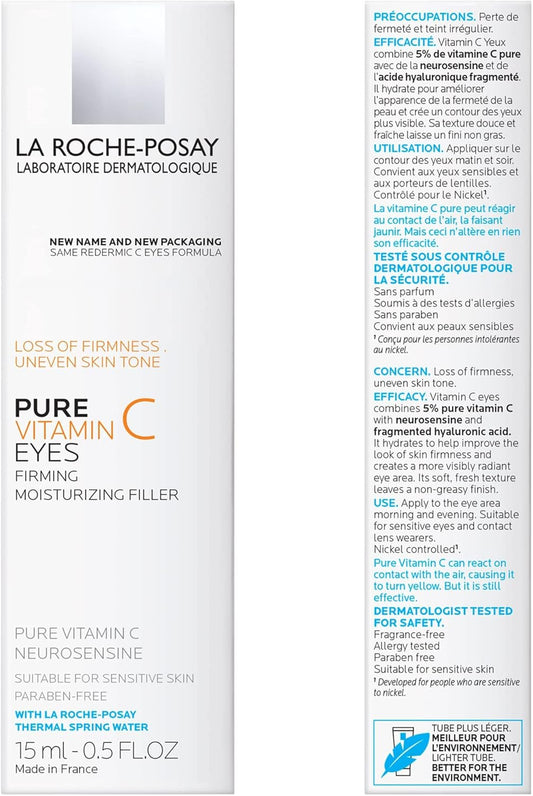 La Roche-Posay Pure Vitamin C EYES Firming & Moisturizing Filler – Anti-Wrinkle Eye Cream (15ml)